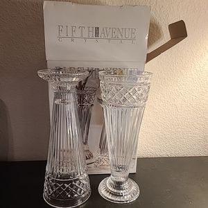 EXQUISITE NEW IN BOX 5th AVENUE Pair of 10" Reversible Candle Holder & Vase.